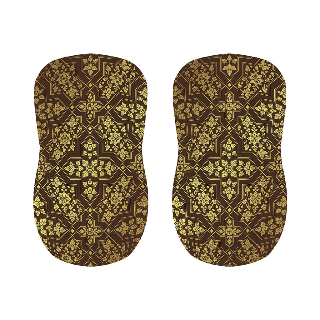 Gold And Brown Thai Pattern Print Bar Stool Covers