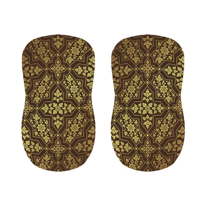 Gold And Brown Thai Pattern Print Bar Stool Covers