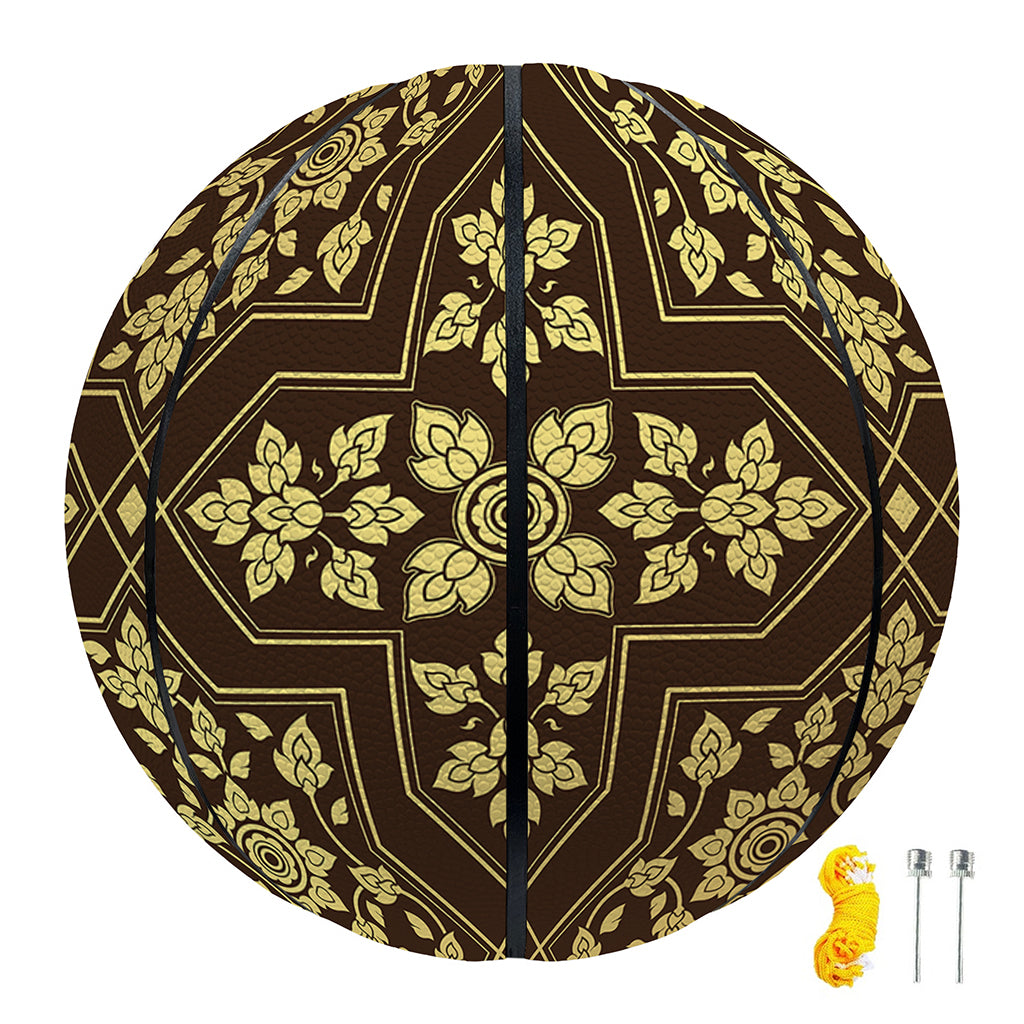 Gold And Brown Thai Pattern Print Basketball
