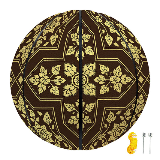 Gold And Brown Thai Pattern Print Basketball