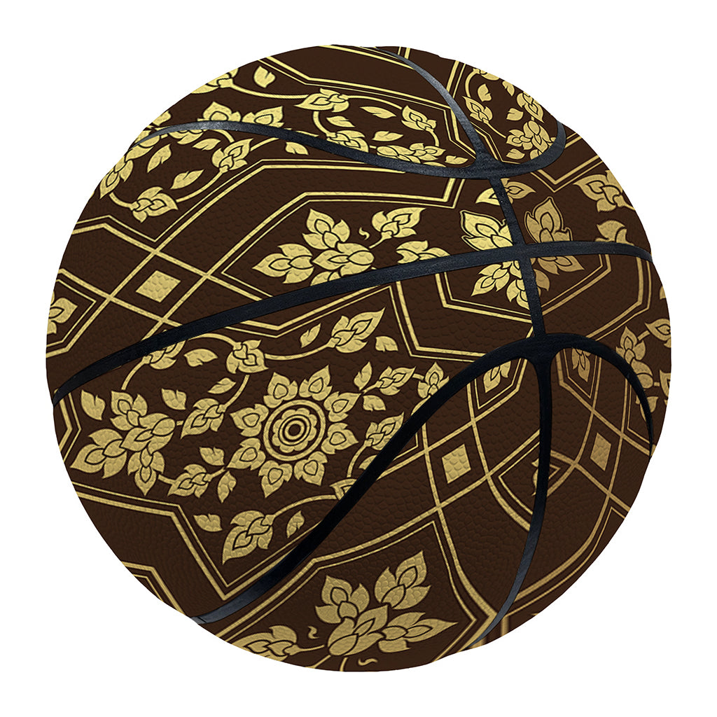 Gold And Brown Thai Pattern Print Basketball