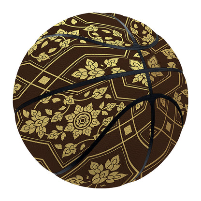 Gold And Brown Thai Pattern Print Basketball