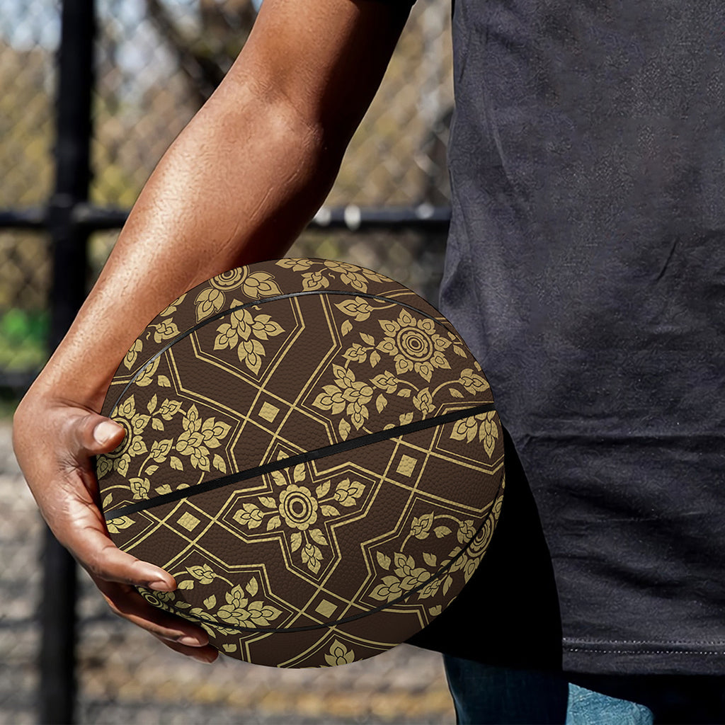 Gold And Brown Thai Pattern Print Basketball