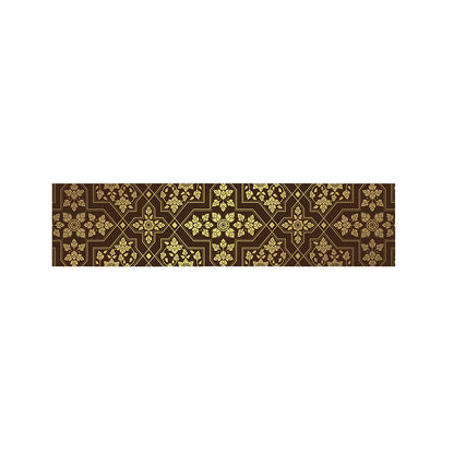 Gold And Brown Thai Pattern Print Bed Runner