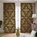 Gold And Brown Thai Pattern Print Dimout Pencil Pleat Curtains