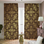 Gold And Brown Thai Pattern Print Blackout Pencil Pleat Curtains