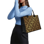 Gold And Brown Thai Pattern Print Canvas Tote Bag