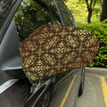 Gold And Brown Thai Pattern Print Car Side Mirror Covers