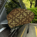 Gold And Brown Thai Pattern Print Car Side Mirror Covers