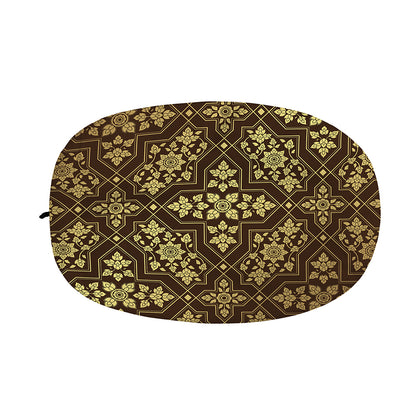 Gold And Brown Thai Pattern Print Car Side Mirror Covers