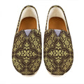 Gold And Brown Thai Pattern Print Casual Shoes