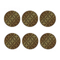 Gold And Brown Thai Pattern Print Coaster Set