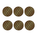 Gold And Brown Thai Pattern Print Coaster Set