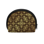 Gold And Brown Thai Pattern Print Coin Purse