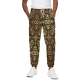 Gold And Brown Thai Pattern Print Cotton Sweatpants