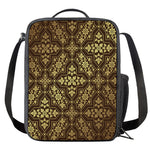 Gold And Brown Thai Pattern Print Crossbody Lunch Bag