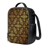 Gold And Brown Thai Pattern Print Crossbody Lunch Bag