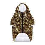 Gold And Brown Thai Pattern Print Dog Zip Up Hoodie