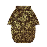 Gold And Brown Thai Pattern Print Dog Zip Up Hoodie