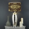 Gold And Brown Thai Pattern Print Drum Lamp Shade