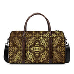 Gold And Brown Thai Pattern Print Duffle Bag