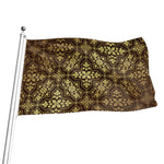 Gold And Brown Thai Pattern Print Flag