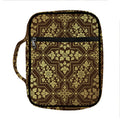 Gold And Brown Thai Pattern Print Front Pocket Bible Bag