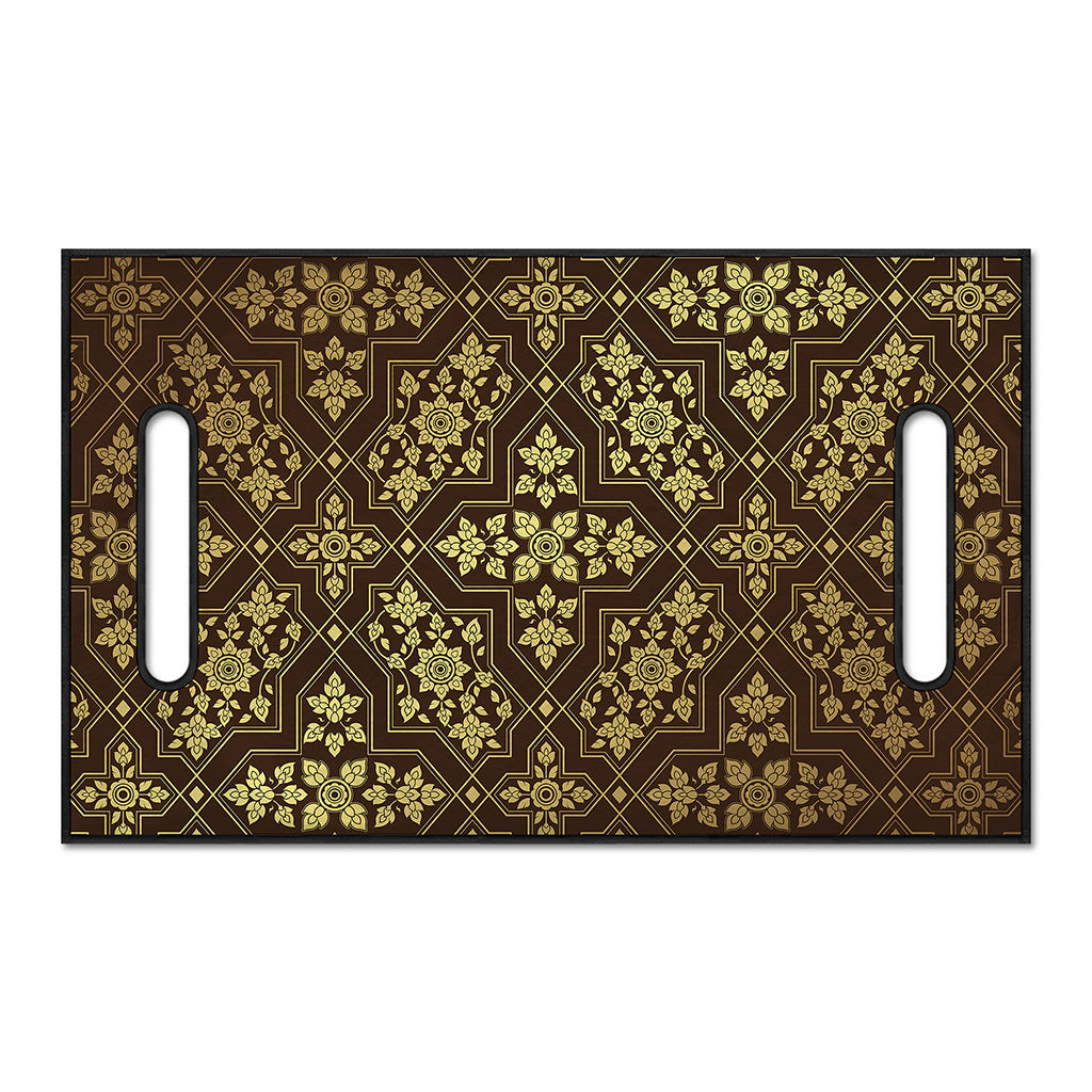 Gold And Brown Thai Pattern Print Golf Cart Seat Cover