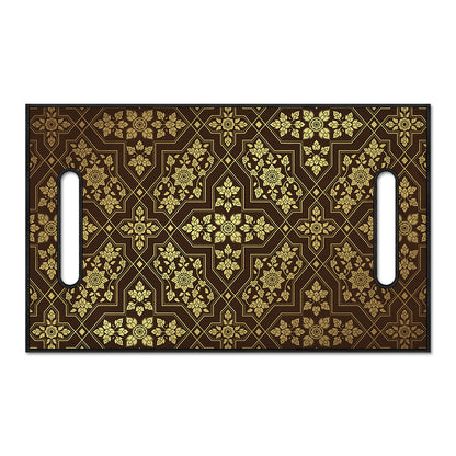 Gold And Brown Thai Pattern Print Golf Cart Seat Cover