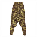 Gold And Brown Thai Pattern Print Hammer Pants