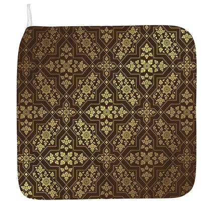 Gold And Brown Thai Pattern Print Hand Towel
