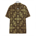 Gold And Brown Thai Pattern Print Hawaiian Shirt