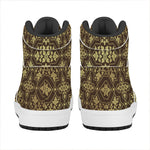 Gold And Brown Thai Pattern Print High Top Leather Sneakers