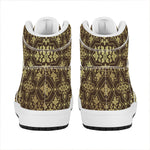 Gold And Brown Thai Pattern Print High Top Leather Sneakers