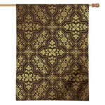 Gold And Brown Thai Pattern Print House Flag