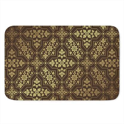 Gold And Brown Thai Pattern Print Indoor Door Mat