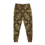 Gold And Brown Thai Pattern Print Jogger Pants