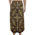 Gold And Brown Thai Pattern Print Lantern Pants