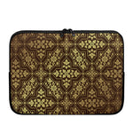 Gold And Brown Thai Pattern Print Laptop Sleeve
