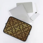 Gold And Brown Thai Pattern Print Laptop Sleeve