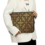 Gold And Brown Thai Pattern Print Laptop Sleeve