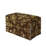 Gold And Brown Thai Pattern Print Leather Tissue Box Cover
