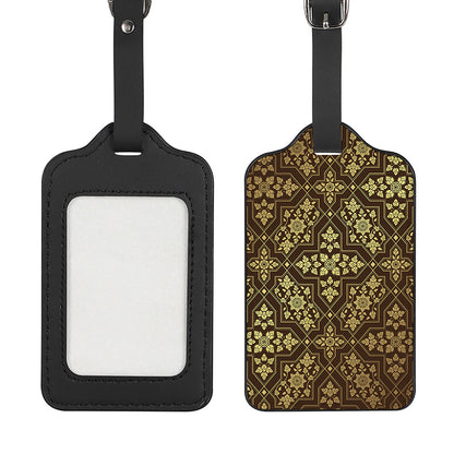 Gold And Brown Thai Pattern Print Luggage Tag