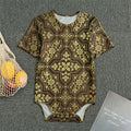 Gold And Brown Thai Pattern Print Men's Bodysuit