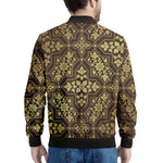 Gold And Brown Thai Pattern Print Men's Bomber Jacket