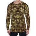 Gold And Brown Thai Pattern Print Men's Long Sleeve T-Shirt