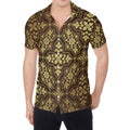 Gold And Brown Thai Pattern Print Men's Shirt
