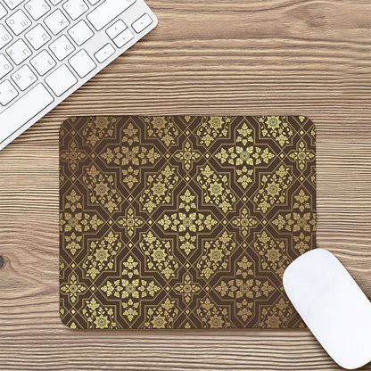 Gold And Brown Thai Pattern Print Mouse Pad