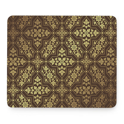 Gold And Brown Thai Pattern Print Mouse Pad