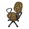 Gold And Brown Thai Pattern Print Office Chair Cover